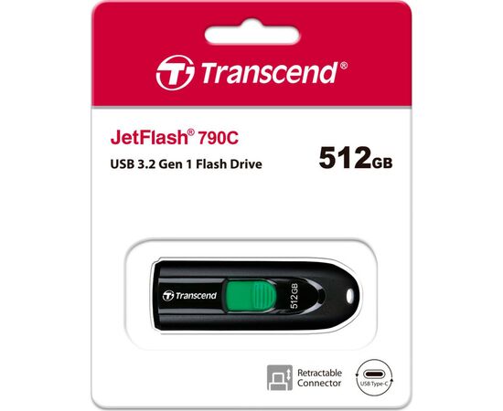 USB флеш накопитель Transcend 512GB JetFlash 790C USB 3.1 Type-C (TS512GJF790C), изображение 7