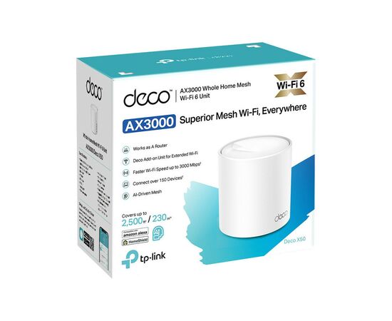 Точка доступа Wi-Fi TP-Link DECO-X50-1-PACK, изображение 3 Точка доступа Wi-Fi TP-Link DECO-X50-1-PACK, изображение 3