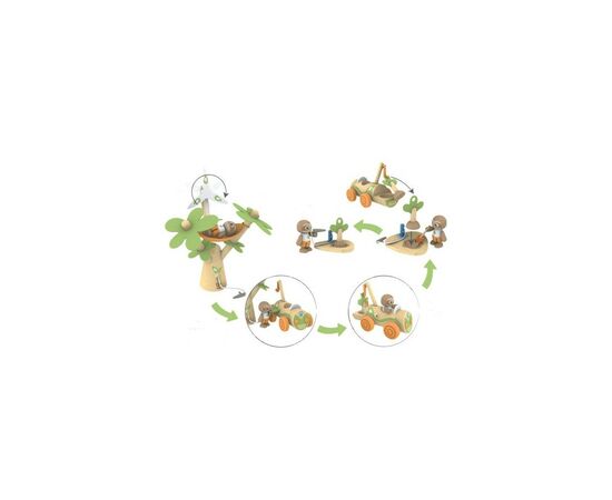 Игровой набор Hape деревянный электрокар для посадки деревьев (E3417), изображение 3 Игровой набор Hape деревянный электрокар для посадки деревьев (E3417), изображение 3