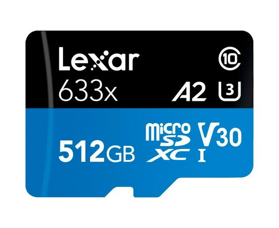Карта памяти Lexar 512GB microSDXC class 10 UHS-I 633x (LSDMI512BB633A), изображение 2 Карта памяти Lexar 512GB microSDXC class 10 UHS-I 633x (LSDMI512BB633A), изображение 2