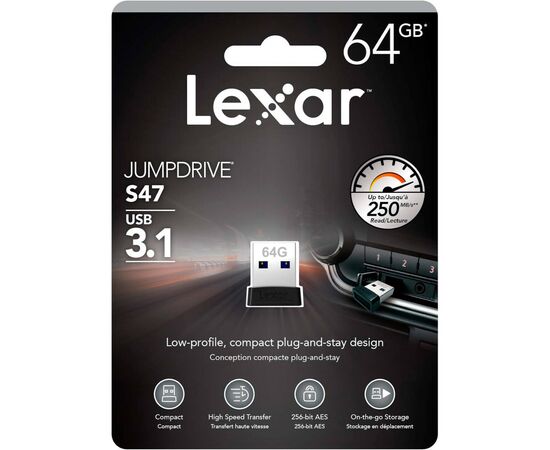 USB флеш накопитель Lexar 64GB S47 USB 2.0 (LJDS47-64GABBK), изображение 4 USB флеш накопитель Lexar 64GB S47 USB 2.0 (LJDS47-64GABBK), изображение 4