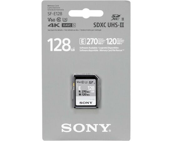 Карта памяти Sony 128GB SDXC class 10 UHS-II U3 V60 (SFE128A.ET4), изображение 2 Карта памяти Sony 128GB SDXC class 10 UHS-II U3 V60 (SFE128A.ET4), изображение 2