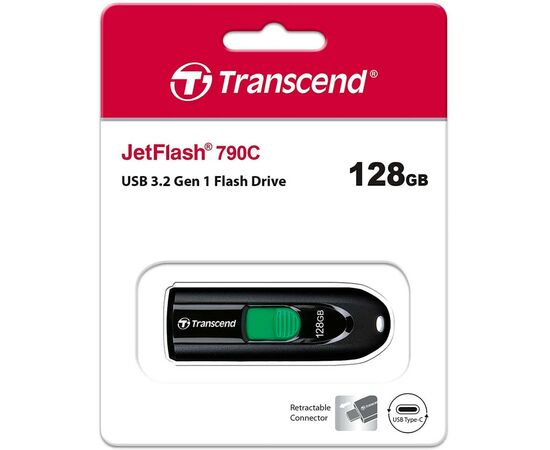 USB флеш накопитель Transcend 128GB JetFlash 790C Black USB 3.1 (TS128GJF790C), изображение 6 USB флеш накопитель Transcend 128GB JetFlash 790C Black USB 3.1 (TS128GJF790C), изображение 6
