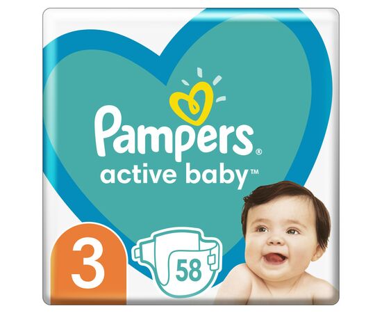 Подгузник Pampers Active Baby Midi Размер 3 (6-10 кг), 58 шт (8001090949707)