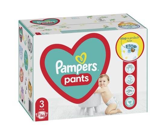 Подгузник Pampers трусики Pants Midi Размер 3 (6-11 кг), 86 шт (8001090994295_8006540067833), изображение 2 Подгузник Pampers трусики Pants Midi Размер 3 (6-11 кг), 86 шт (8001090994295_8006540067833), изображение 2