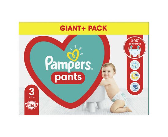 Подгузник Pampers трусики Pants Midi Размер 3 (6-11 кг), 86 шт (8001090994295_8006540067833)