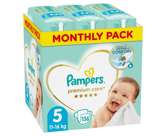 Подгузник Pampers Premium Care Junior Размер 5 (11-16 кг), 136 шт (8001090959690)