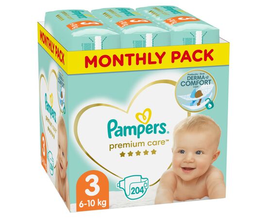 Подгузник Pampers Premium Care Midi Размер 3 (6-10 кг), 204 шт (8001090379498)