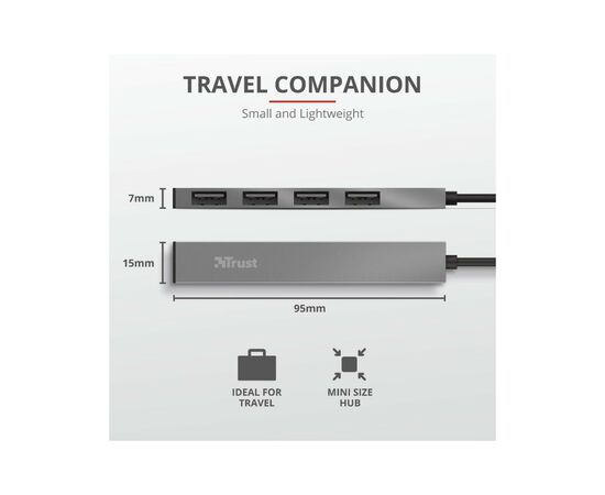 Концентратор Trust Halyx Aluminium 4-Port Mini USB Hub (23786_TRUST), изображение 7 Концентратор Trust Halyx Aluminium 4-Port Mini USB Hub (23786_TRUST), изображение 7