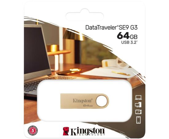 USB флеш накопитель Kingston 64GB DataTraveler SE9 G3 Gold USB 3.2 (DTSE9G3/64GB), изображение 6 USB флеш накопитель Kingston 64GB DataTraveler SE9 G3 Gold USB 3.2 (DTSE9G3/64GB), изображение 6