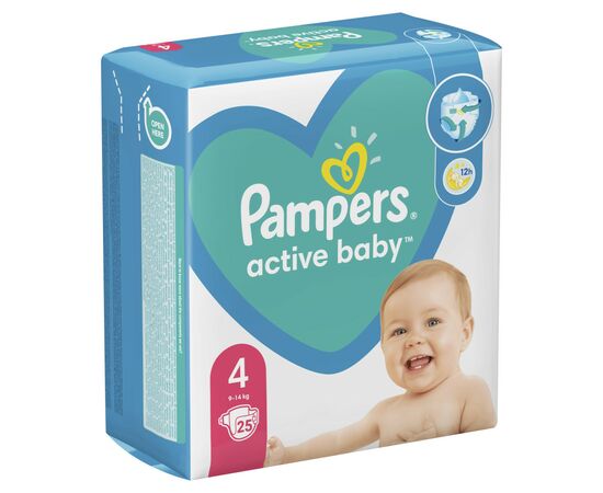 Подгузник Pampers Active Baby Maxi Размер 4 (9-14 кг) 25 шт (8001841630809), изображение 3 Подгузник Pampers Active Baby Maxi Размер 4 (9-14 кг) 25 шт (8001841630809), изображение 3