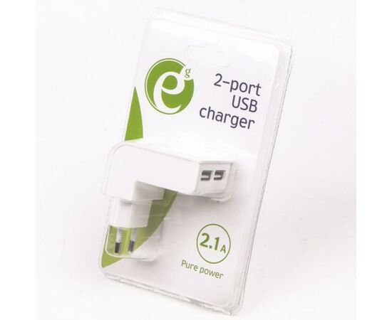 Зарядное устройство EnerGenie USB 2.1A white (EG-U2C2A-02-W), изображение 3 Зарядное устройство EnerGenie USB 2.1A white (EG-U2C2A-02-W), изображение 3