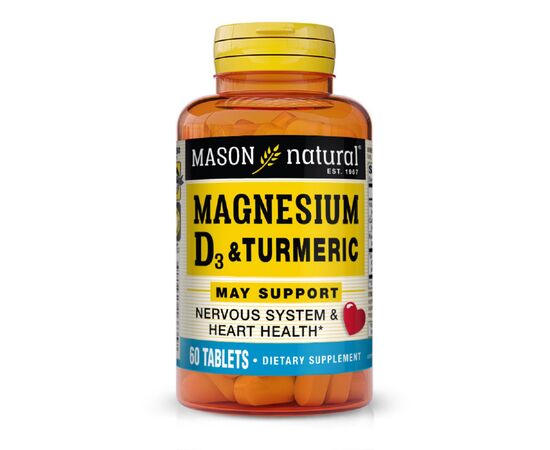 Минералы Mason Natural Магний с Витамин D3 и куркумой, Magnesium & Vitamin D3 With (MAV-16635)