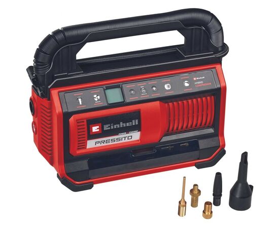 Автомобильный компрессор Einhell гібридний PRESSITO 18/25 Hybrid, PXC, 230/18В, 11бар, 25л/хв, можливість всмоктування, шланг 710 (4020430)