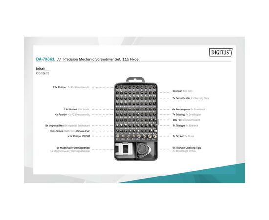 Набор инструментов Digitus Precision Screwdriver Set 115 (DA-70361), изображение 11