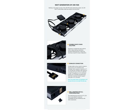 Кулер до корпусу Lian Li Reverse TL LCD 120-1, Black Cooler (G99.12RTLLCD1B.00), зображення 10 Кулер до корпусу Lian Li Reverse TL LCD 120-1, Black Cooler (G99.12RTLLCD1B.00), зображення 10