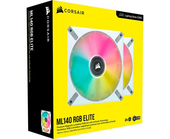 Кулер для корпуса Corsair ML140 RGB Elite Premium Dual Pack (CO-9050119-WW), изображение 8 Кулер для корпуса Corsair ML140 RGB Elite Premium Dual Pack (CO-9050119-WW), изображение 8