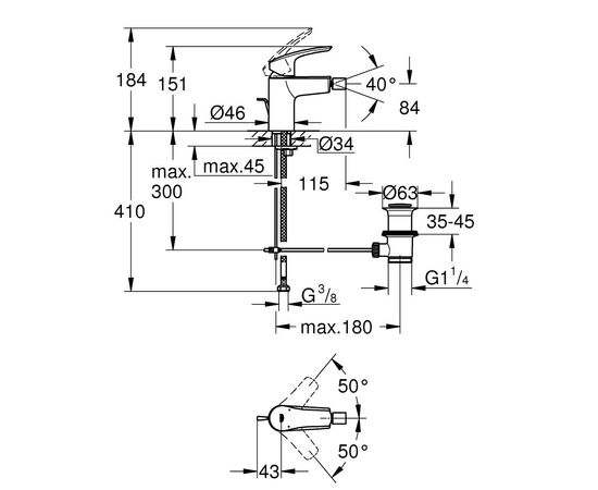 Смеситель Grohe S-Size Eurosmart New (32929003), изображение 4 Смеситель Grohe S-Size Eurosmart New (32929003), изображение 4