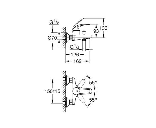 Смеситель Grohe BauCurve (23599000), изображение 2 Смеситель Grohe BauCurve (23599000), изображение 2