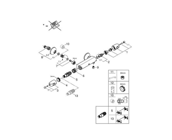 Смеситель Grohe Grohtherm 1000 (34550000), изображение 3 Смеситель Grohe Grohtherm 1000 (34550000), изображение 3