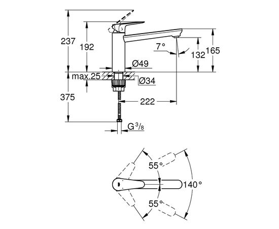 Смеситель Grohe BauCurve (31715000), изображение 5 Смеситель Grohe BauCurve (31715000), изображение 5