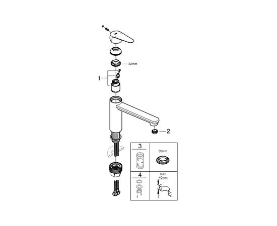 Смеситель Grohe BauCurve (31715000), изображение 6 Смеситель Grohe BauCurve (31715000), изображение 6