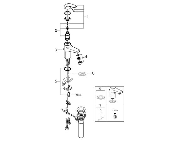 Смеситель Grohe BauCurve S-Size (32805000), изображение 3 Смеситель Grohe BauCurve S-Size (32805000), изображение 3
