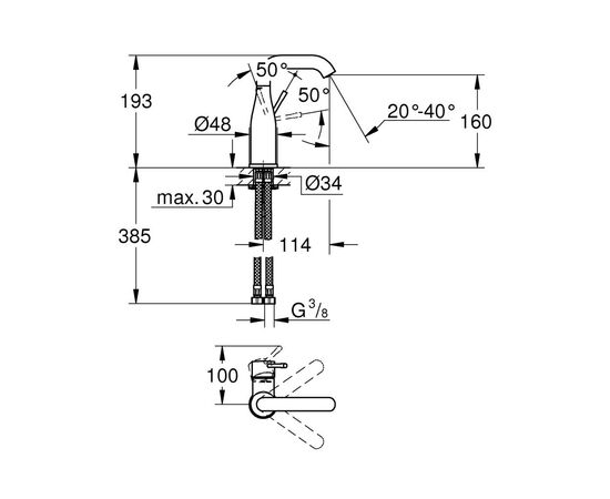 Смеситель Grohe Essence M-Size (24176KF1), изображение 4 Смеситель Grohe Essence M-Size (24176KF1), изображение 4