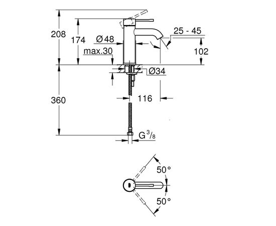 Смеситель Grohe Essence S-Size (24172KF1), изображение 4 Смеситель Grohe Essence S-Size (24172KF1), изображение 4