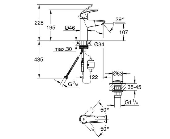 Смеситель Grohe Eurosmart New (23976003), изображение 4 Смеситель Grohe Eurosmart New (23976003), изображение 4
