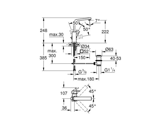 Смеситель Grohe L-Size Eurocube (2313500E), изображение 2 Смеситель Grohe L-Size Eurocube (2313500E), изображение 2