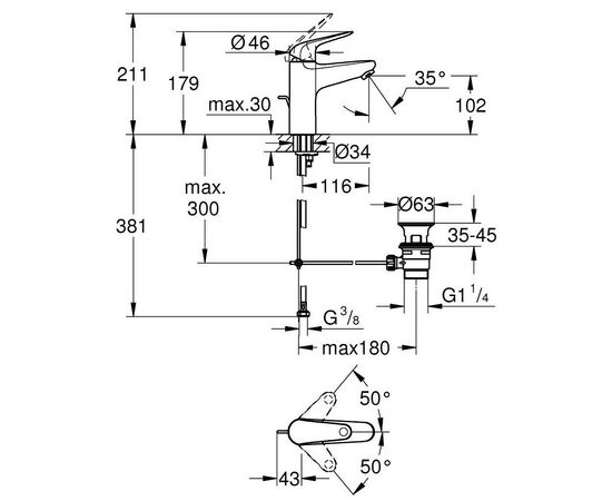 Смеситель Grohe M-Size Euroeco (24265001), изображение 4 Смеситель Grohe M-Size Euroeco (24265001), изображение 4