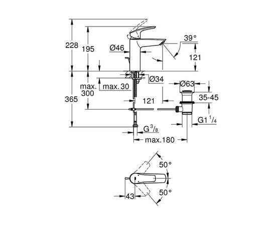 Смеситель Grohe M-Size Eurosmart New (23322003), изображение 4 Смеситель Grohe M-Size Eurosmart New (23322003), изображение 4