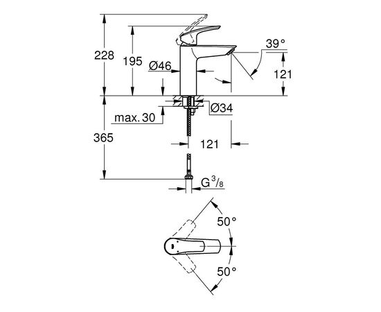 Смеситель Grohe M-Size Eurosmart New (23324003), изображение 4 Смеситель Grohe M-Size Eurosmart New (23324003), изображение 4