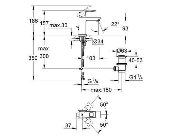 Смеситель Grohe S-Size Eurocube (2312700E), изображение 3 Смеситель Grohe S-Size Eurocube (2312700E), изображение 3