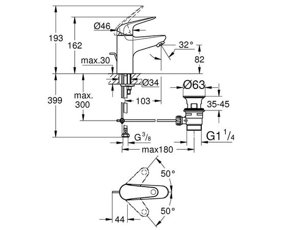 Смеситель Grohe S-Size Euroeco (23262001), изображение 5 Смеситель Grohe S-Size Euroeco (23262001), изображение 5