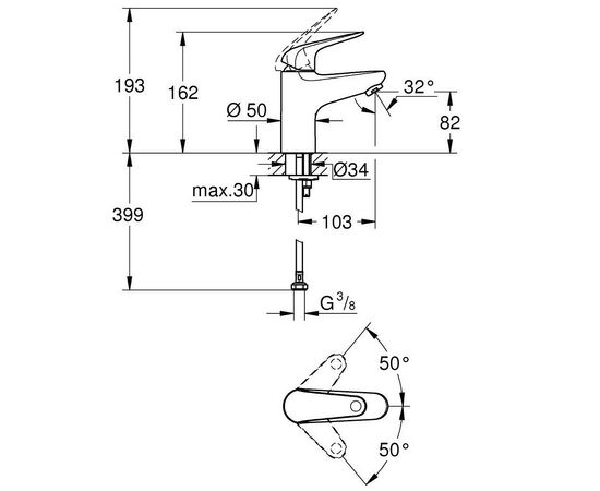 Смеситель Grohe S-Size Euroeco (32734001), изображение 5 Смеситель Grohe S-Size Euroeco (32734001), изображение 5