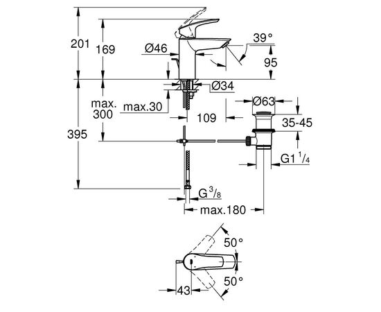 Смеситель Grohe S-Size Eurosmart New (33265003), изображение 5 Смеситель Grohe S-Size Eurosmart New (33265003), изображение 5