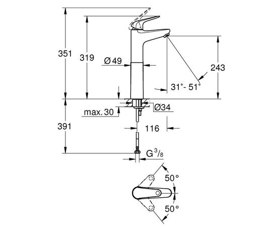 Смеситель Grohe XL-Size Euroeco (24273001), изображение 4 Смеситель Grohe XL-Size Euroeco (24273001), изображение 4