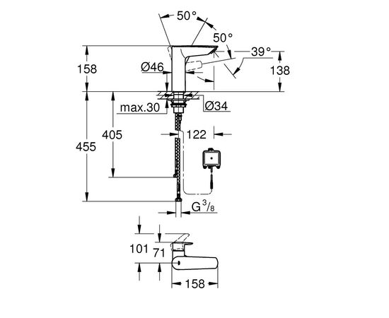 Смеситель Grohe Eurosmart New (23975003), изображение 5 Смеситель Grohe Eurosmart New (23975003), изображение 5