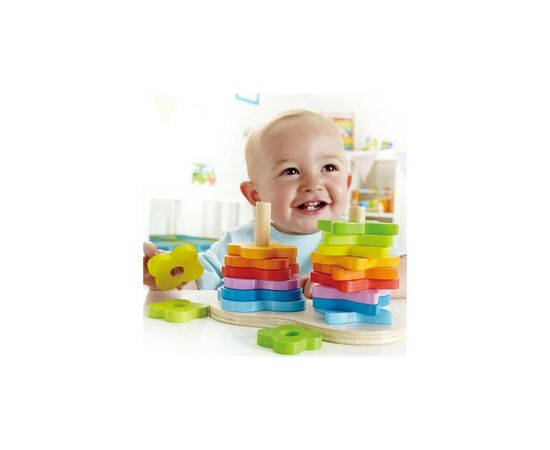 Развивающая игрушка Hape деревянная логическая пирамидка Радуга (E0406), изображение 4 Развивающая игрушка Hape деревянная логическая пирамидка Радуга (E0406), изображение 4