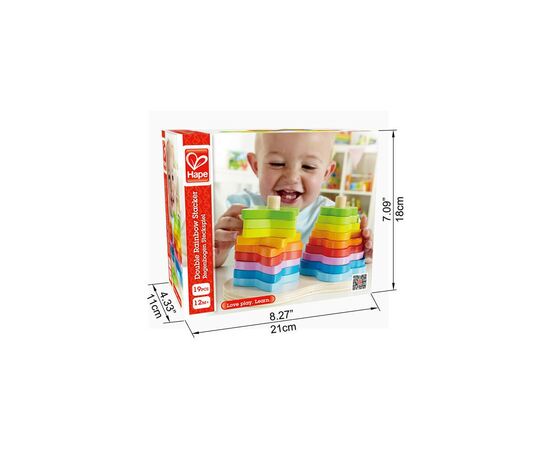 Развивающая игрушка Hape деревянная логическая пирамидка Радуга (E0406), изображение 6 Развивающая игрушка Hape деревянная логическая пирамидка Радуга (E0406), изображение 6