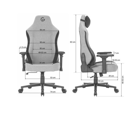 Кресло игровое GamePro GC715DG Linen fabric Dark grey (GC715DG), изображение 12 Кресло игровое GamePro GC715DG Linen fabric Dark grey (GC715DG), изображение 12