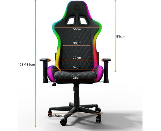 Кресло игровое GamePro Hero RGB Black (GC-700-Black), изображение 4 Кресло игровое GamePro Hero RGB Black (GC-700-Black), изображение 4