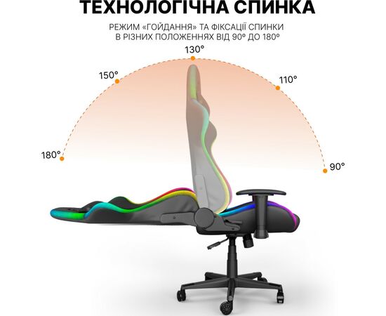 Кресло игровое GamePro Hero RGB Black (GC-700-Black), изображение 9 Кресло игровое GamePro Hero RGB Black (GC-700-Black), изображение 9