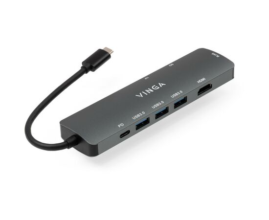 Концентратор Vinga USB-C 3.1 to HDMI+RJ45_1Gbps+3xUSB3.0+SD/TF+PD100W (VHYC8), изображение 2 Концентратор Vinga USB-C 3.1 to HDMI+RJ45_1Gbps+3xUSB3.0+SD/TF+PD100W (VHYC8), изображение 2