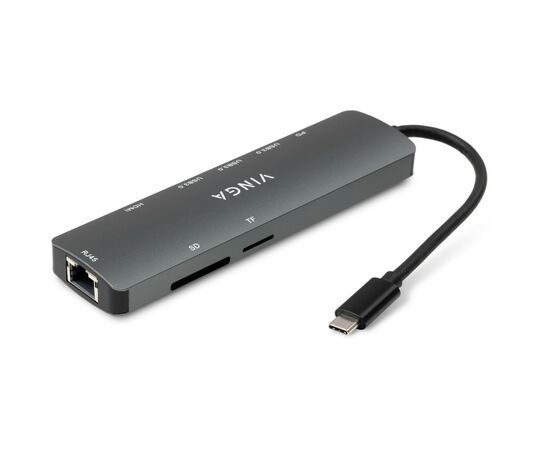 Концентратор Vinga USB-C 3.1 to HDMI+RJ45_1Gbps+3xUSB3.0+SD/TF+PD100W (VHYC8), изображение 3 Концентратор Vinga USB-C 3.1 to HDMI+RJ45_1Gbps+3xUSB3.0+SD/TF+PD100W (VHYC8), изображение 3