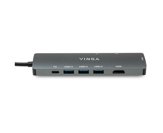 Концентратор Vinga USB-C 3.1 to HDMI+RJ45_1Gbps+3xUSB3.0+SD/TF+PD100W (VHYC8), изображение 5 Концентратор Vinga USB-C 3.1 to HDMI+RJ45_1Gbps+3xUSB3.0+SD/TF+PD100W (VHYC8), изображение 5