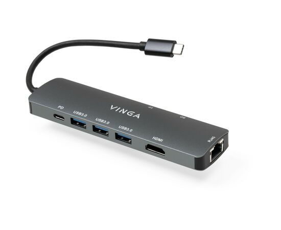 Концентратор Vinga USB-C 3.1 to HDMI+RJ45_1Gbps+3xUSB3.0+SD/TF+PD100W (VHYC8), изображение 8 Концентратор Vinga USB-C 3.1 to HDMI+RJ45_1Gbps+3xUSB3.0+SD/TF+PD100W (VHYC8), изображение 8