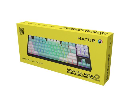 Клавиатура Hator Rockfall 2 Mecha Signature Edition USB Black/Mint/White (HTK-520-BMW), изображение 6 Клавиатура Hator Rockfall 2 Mecha Signature Edition USB Black/Mint/White (HTK-520-BMW), изображение 6